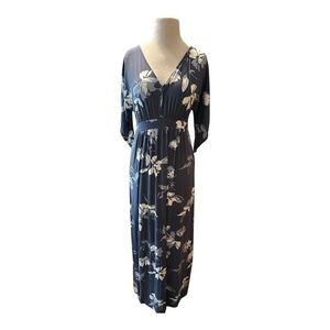 Isabel Maternity Floral‎ Maxi Dress V-Neck 3/4 Sleeve Casual SZ Small